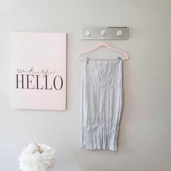 NWT Zara metallic fibre silver wrinkle effect crinkle high waist midi skirt, S - Picture 11 of 15